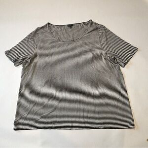 Talbots 3XL T-shirt Woman Black And White Stripes
